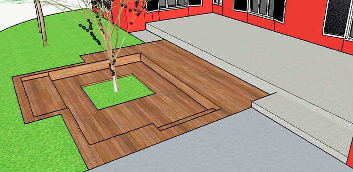 Projeto de estudo para varanda e deck para residência com paisagismo.