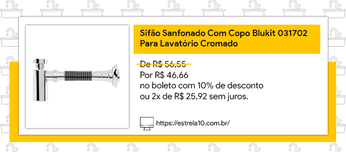 Exemplo de sifão sanfonado com copo.