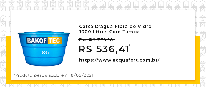 Exemplo de caixa d'água de fibra de vidro