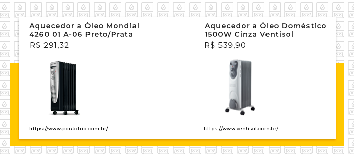 Exemplo de aquecedores a óleo