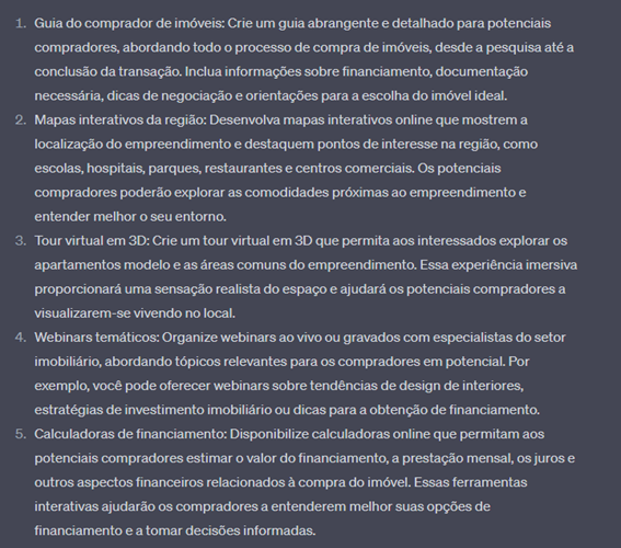 O ChatGPT pode auxiliar profissionais do setor imobiliário no brainstorming de novas ideias